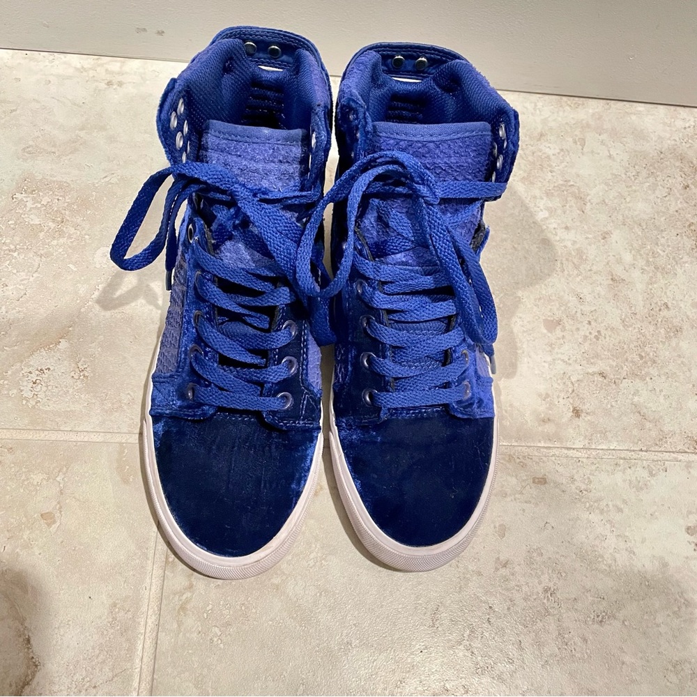 Supra Shoes | Supra Vaider Blue Suede Lace Up Skate Sneakers